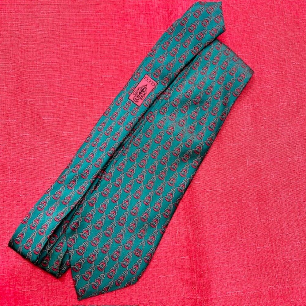 (4) GUCCI 100% SILK MEN'S Neck Ties Blue Stripted Silver Green Gold (Select 1) - Picture 6 of 16